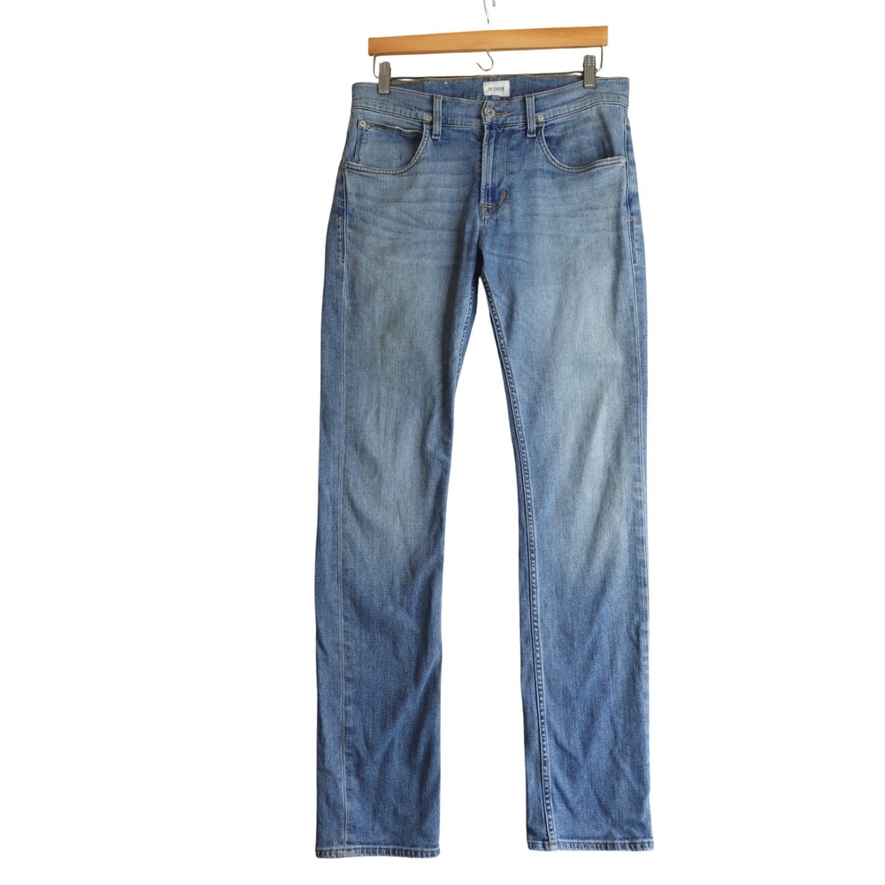Hudson Byron Straight Leg Jeans Mens 31x33 Blue Denim Stretch Zip Fly Med Wash